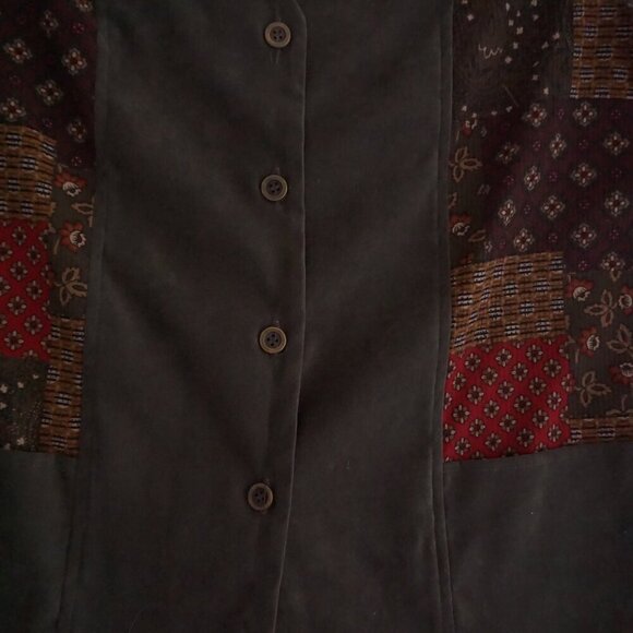 Vintage Lana Lee Canada Olive Green Paisley Patchwork Button Up Vest 16 L - Picture 6 of 9